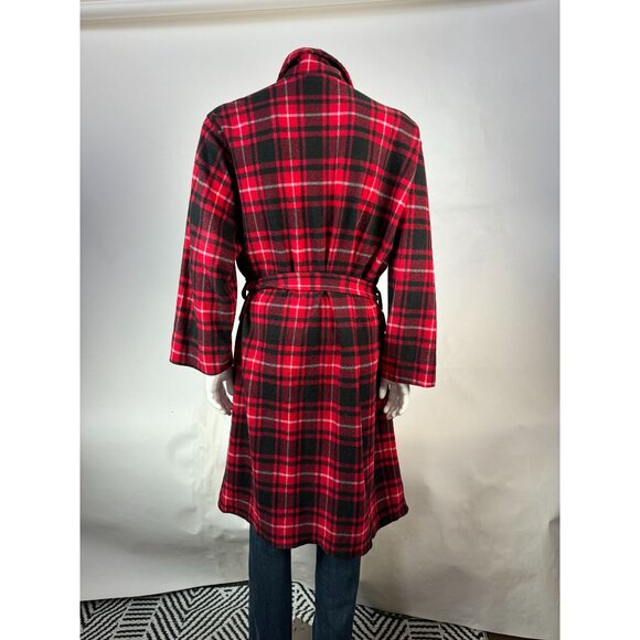 VTG 80s Fruit Of The Loom Mens Sleepwear Robe OS Red & Black Plaid 100% Polyeste - Picture 9 of 16